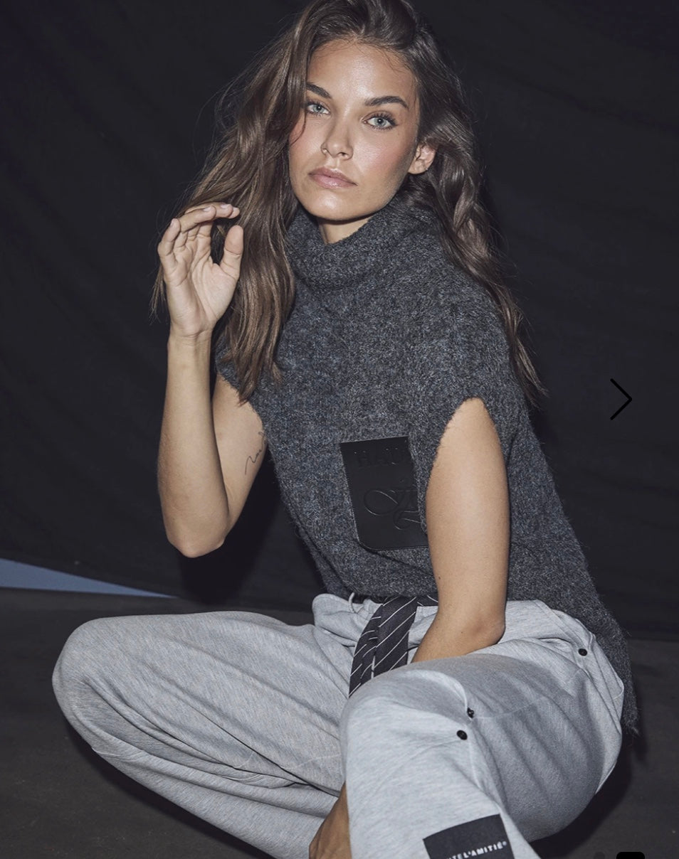 Haute L'Amitié Darcia Pocket Knit Vest Antracit Melange