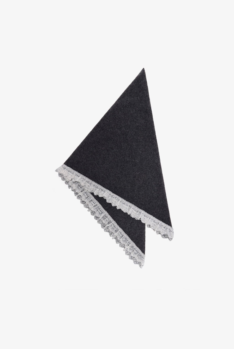Ganni Wool Lace Triangular Scarf
