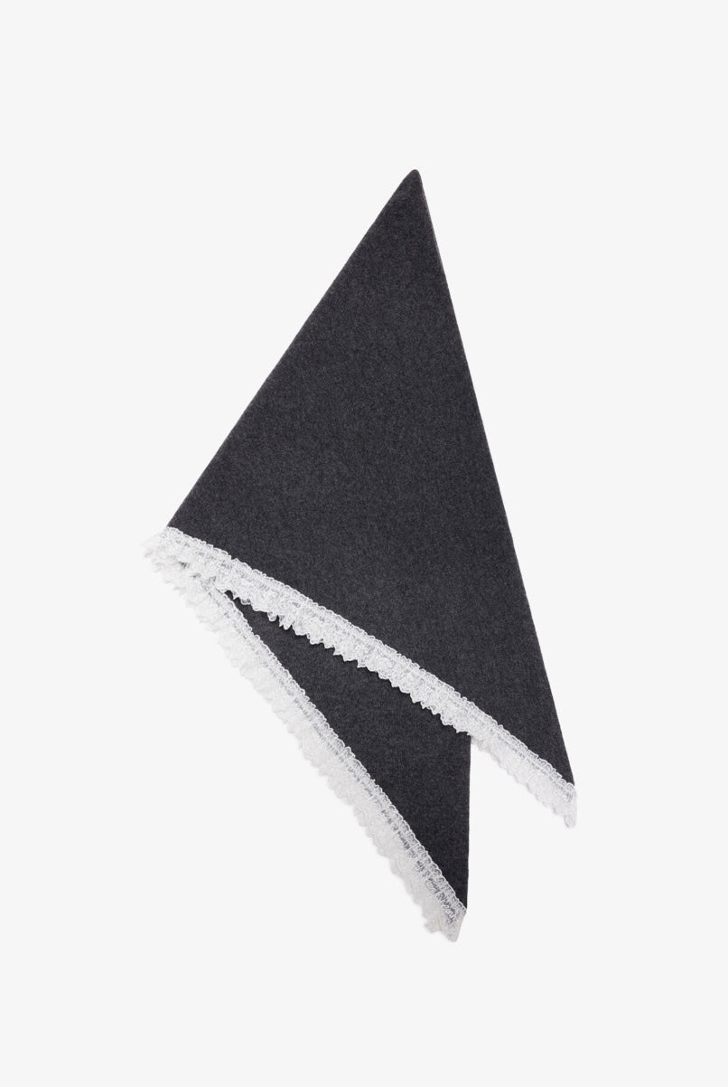 Ganni Wool Lace Triangular Scarf XXL