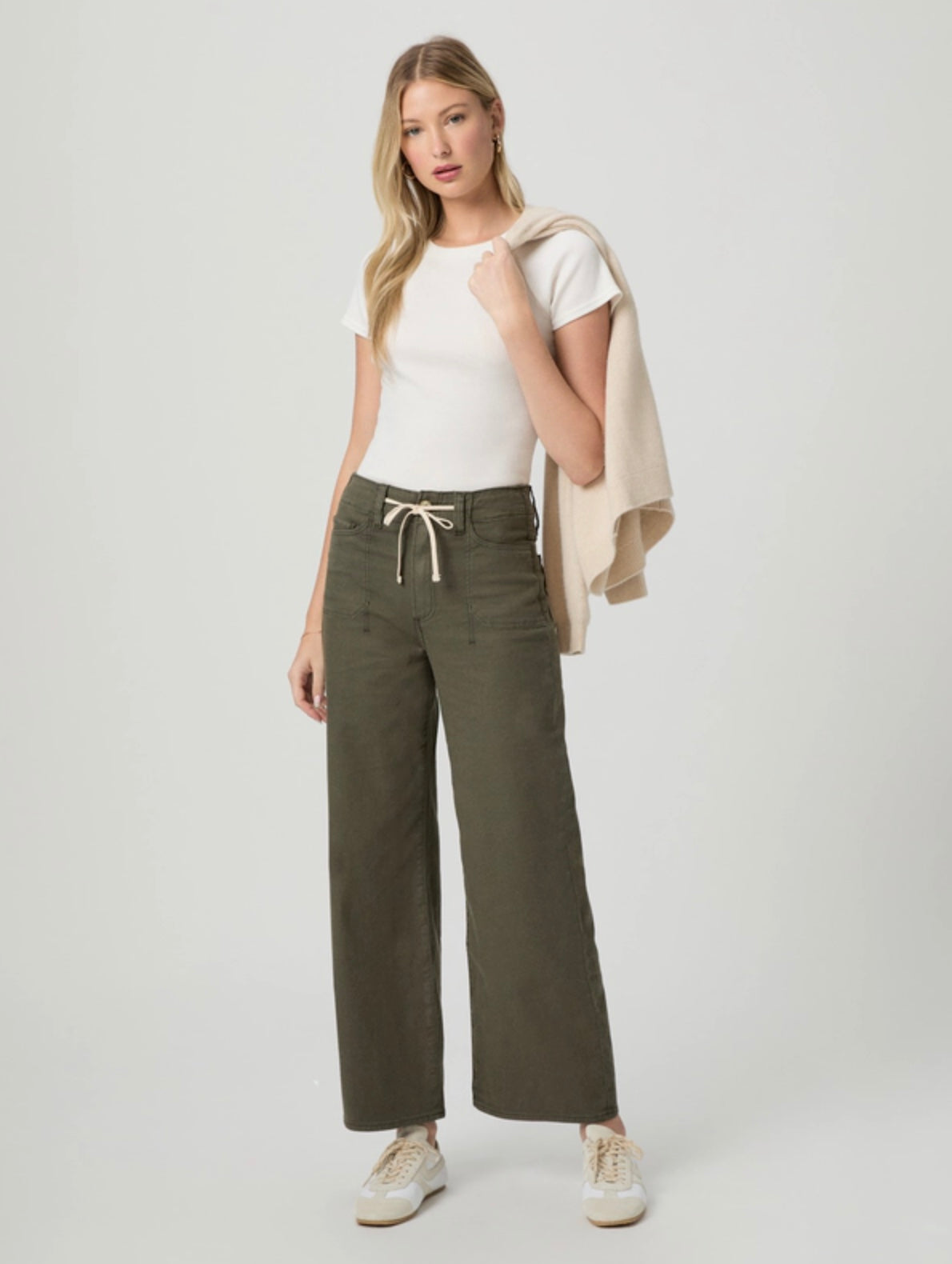 Paige Ari Waistband Tie Wide Leg Trousers