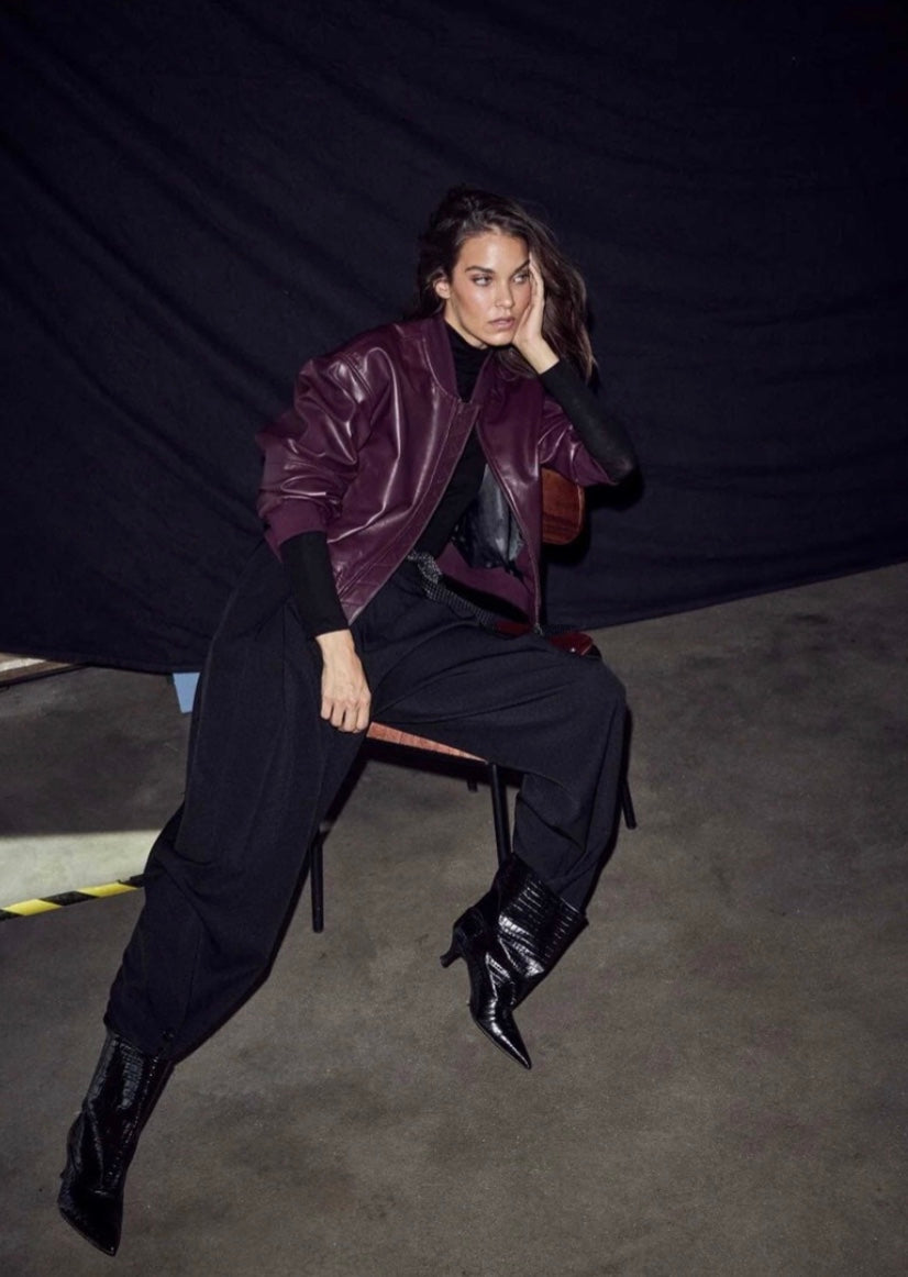HAUTE L'AMITIÉ YASMIN LEATHER BOMBER JACKET