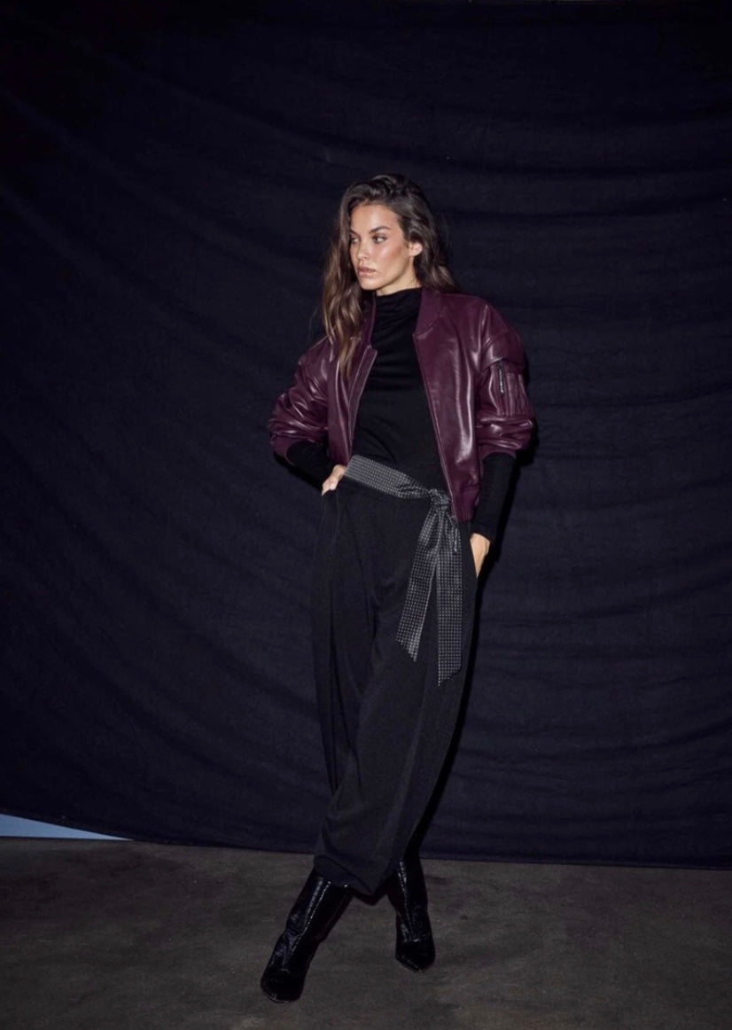 HAUTE L'AMITIÉ YASMIN LEATHER BOMBER JACKET