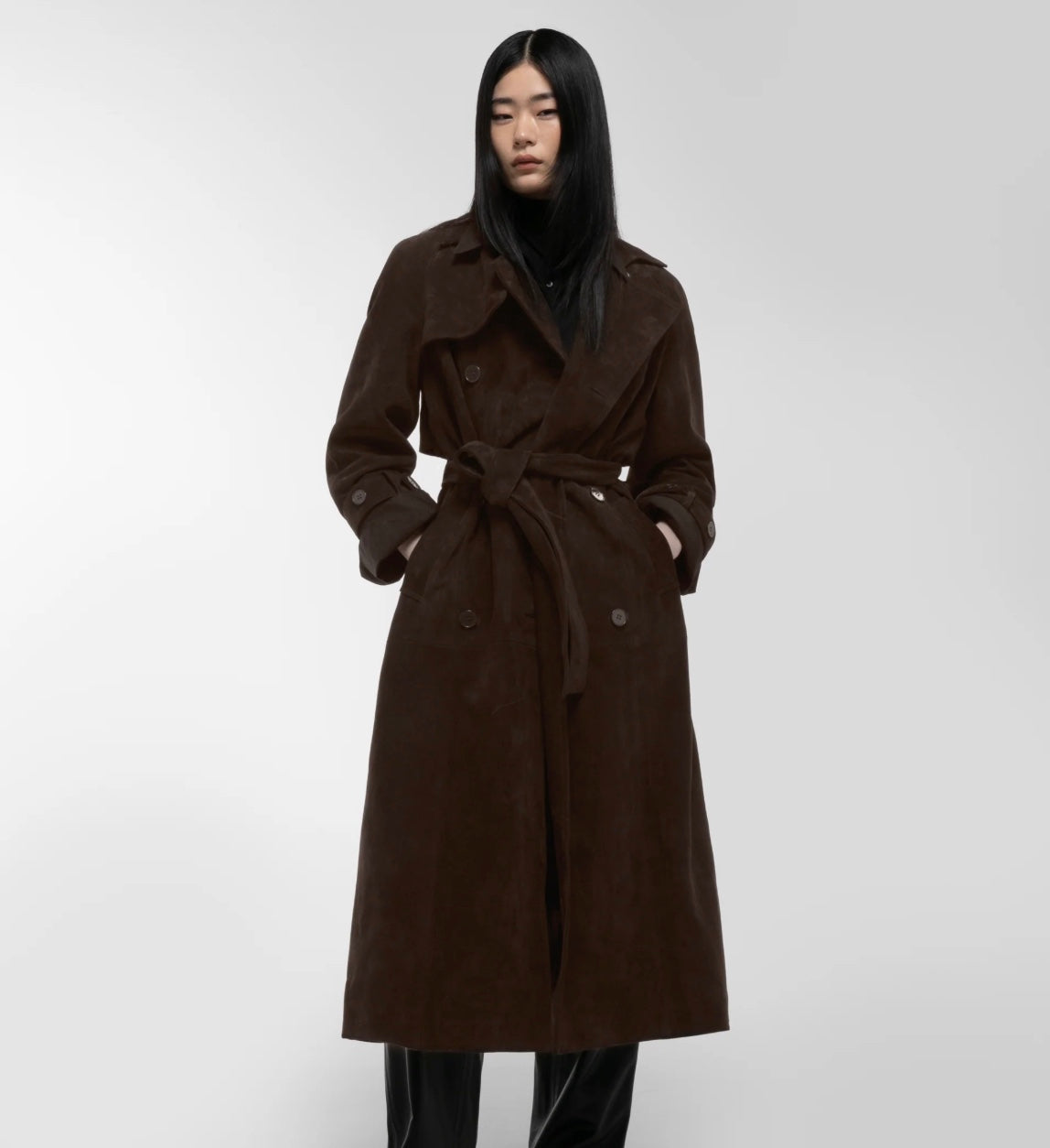 DUCIE CORRIN SUEDE TRENCH COAT