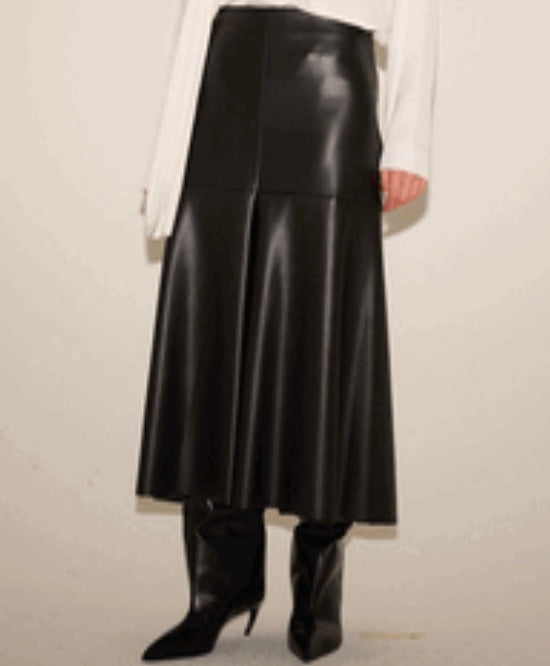 NUDE ECO LEATHER SKIRT