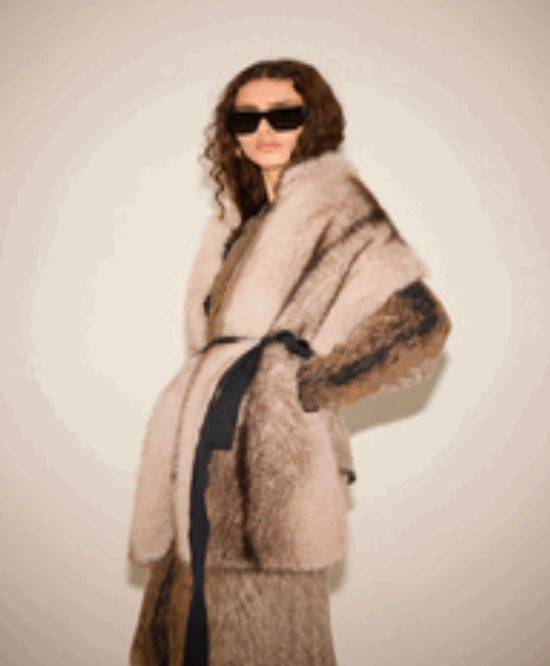 NUDE FAUX FUR FOX STOLE