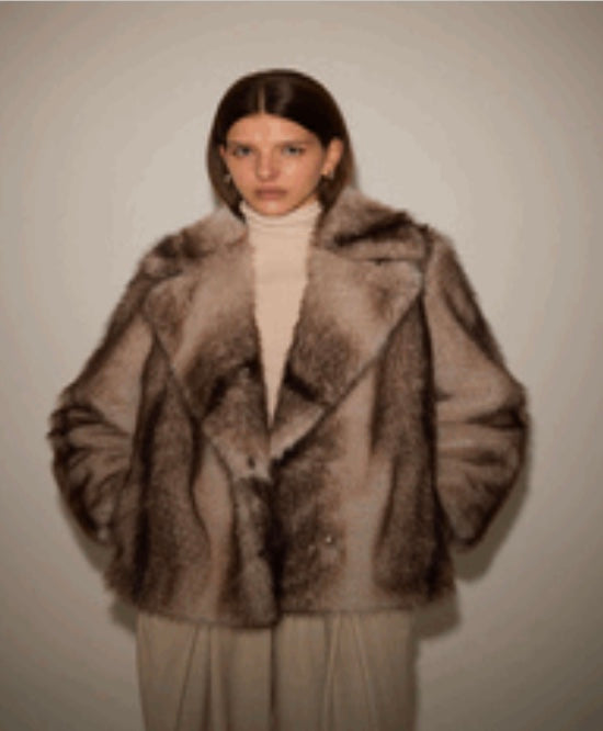 NUDE FAUX FUR FOX JACKET