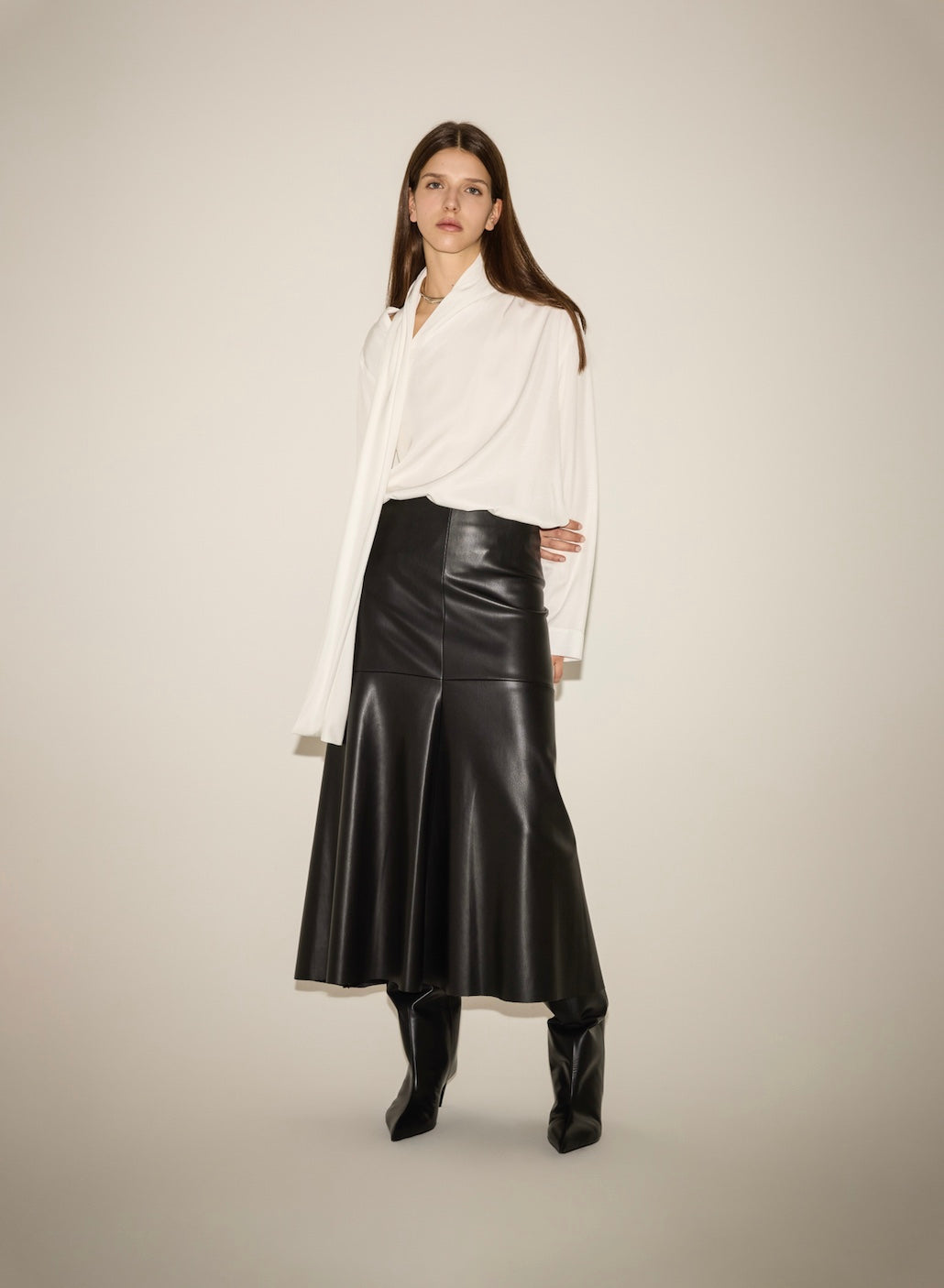 NUDE ECO LEATHER SKIRT