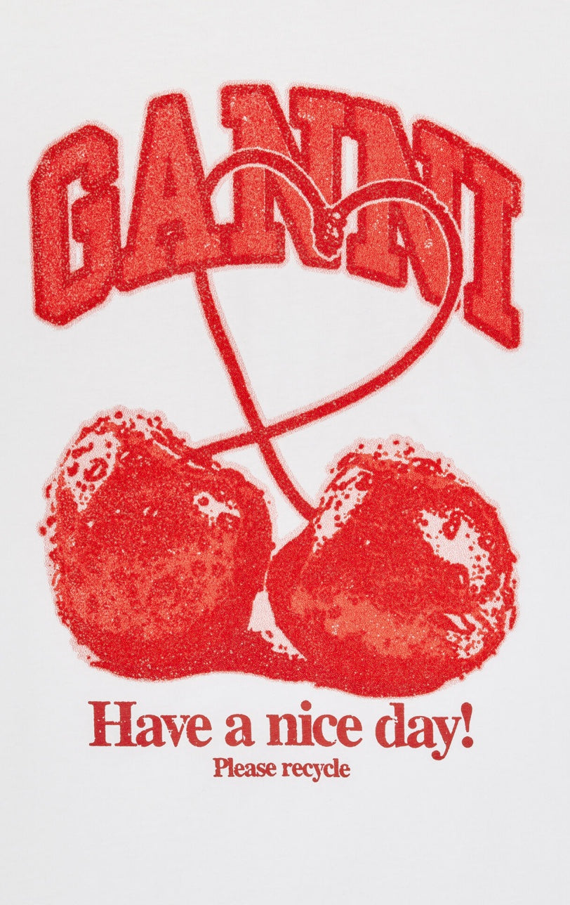 Ganni Basic cotton jersey cherry with caviar