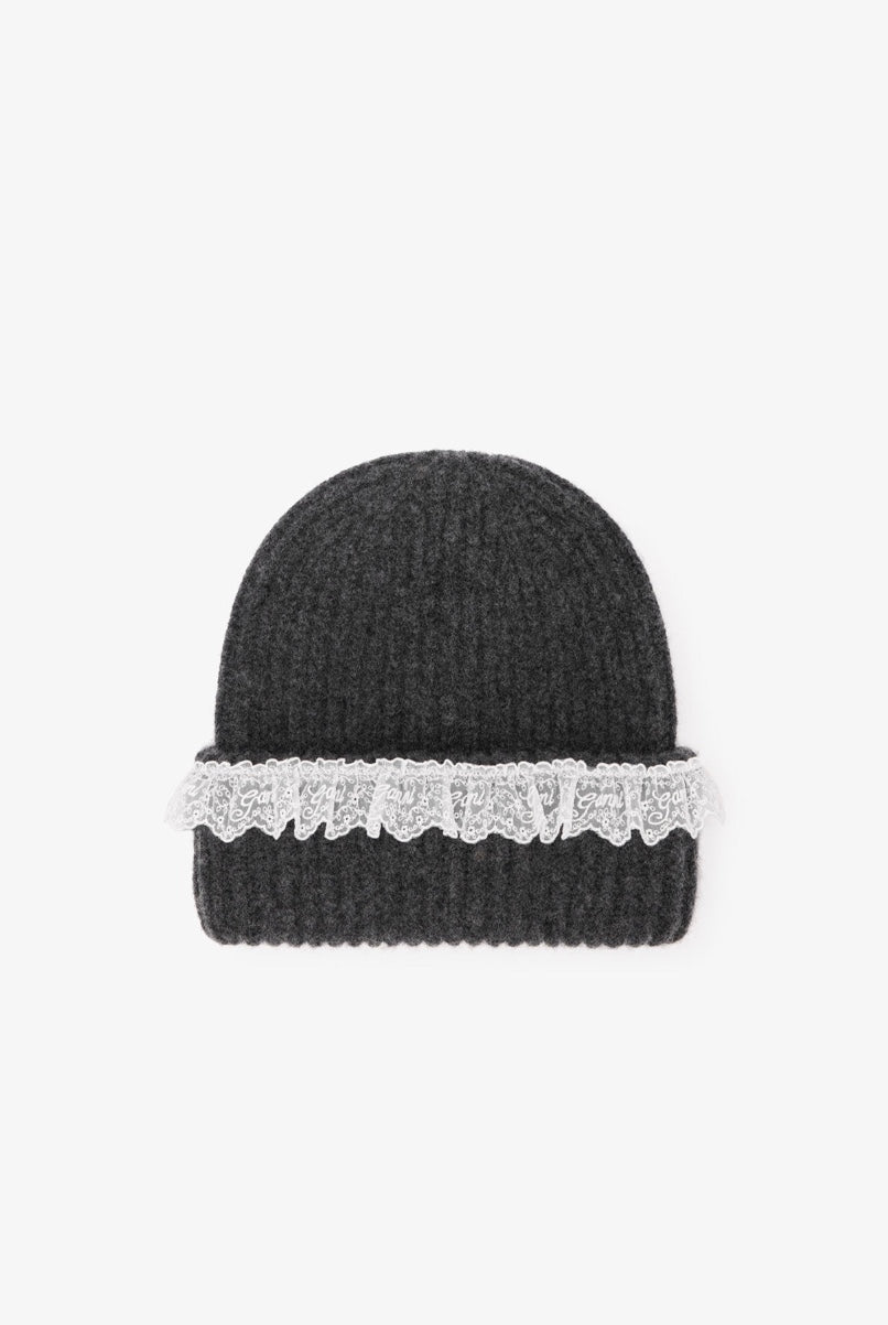 Ganni Compact Wool Lace Beanie