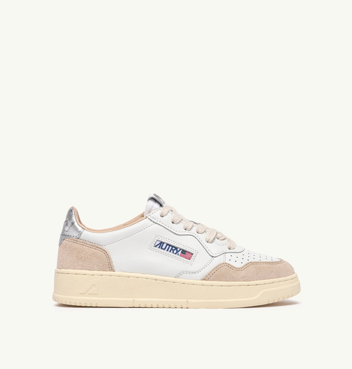 AUTRY MEDALIST LOW WOM LS74 LEATHER/SUEDE WHITE/SILVER