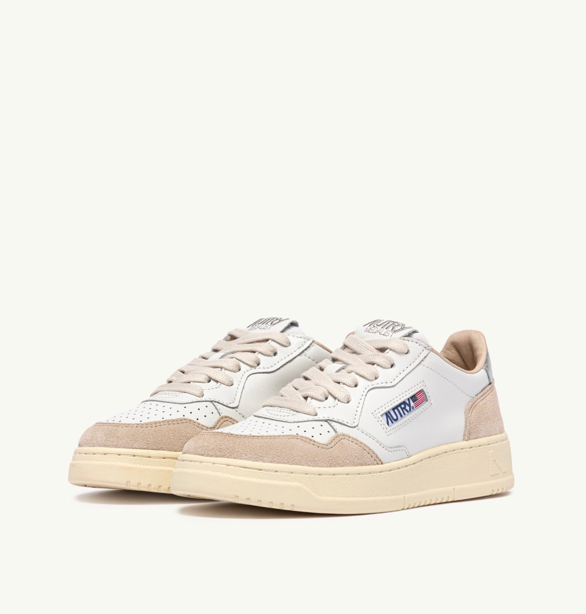 AUTRY MEDALIST LOW WOM LS74 LEATHER/SUEDE WHITE/SILVER