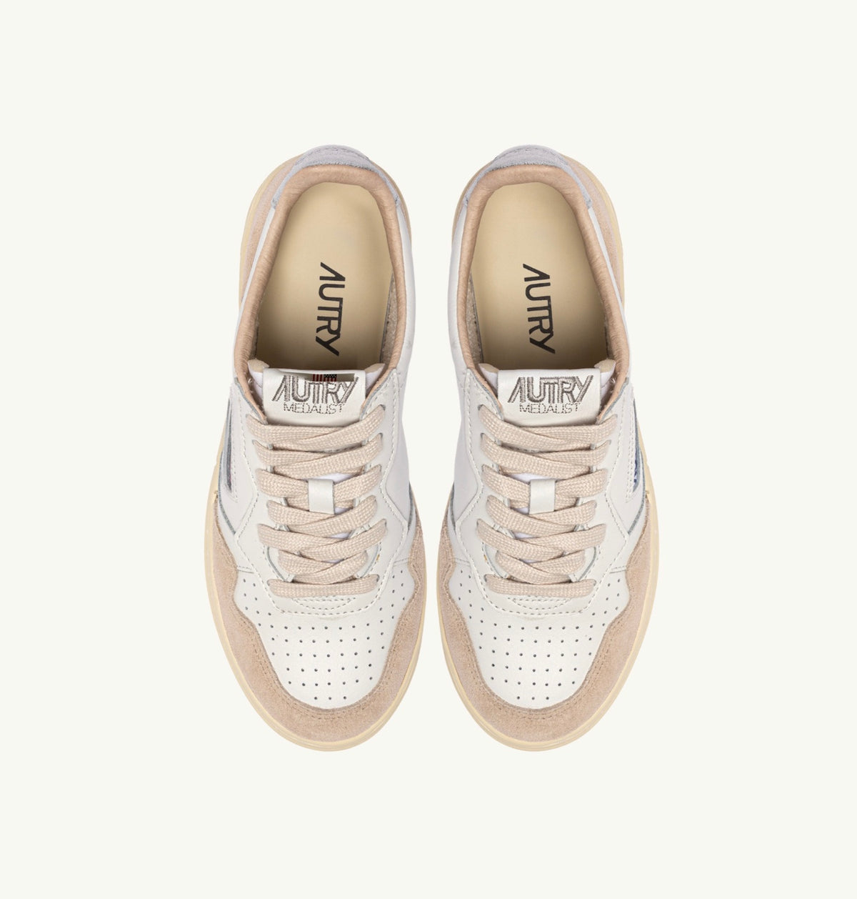 AUTRY MEDALIST LOW WOM LS74 LEATHER/SUEDE WHITE/SILVER