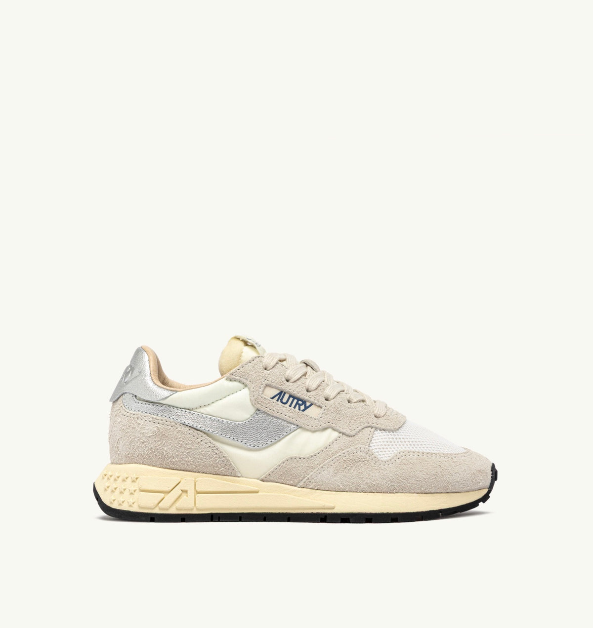 AUTRY REELWIND LOW WOM YD02 SUEDE/NYLON/LAMINATED LEATHER SAND/WHITE/SILVER