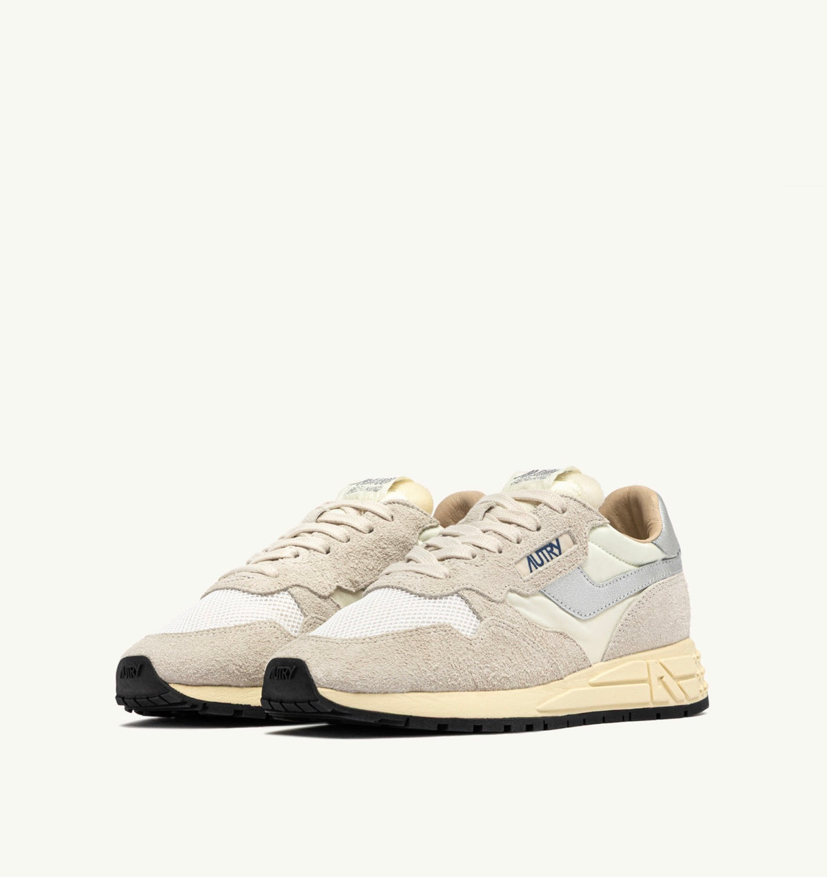 AUTRY REELWIND LOW WOM YD02 SUEDE/NYLON/LAMINATED LEATHER SAND/WHITE/SILVER