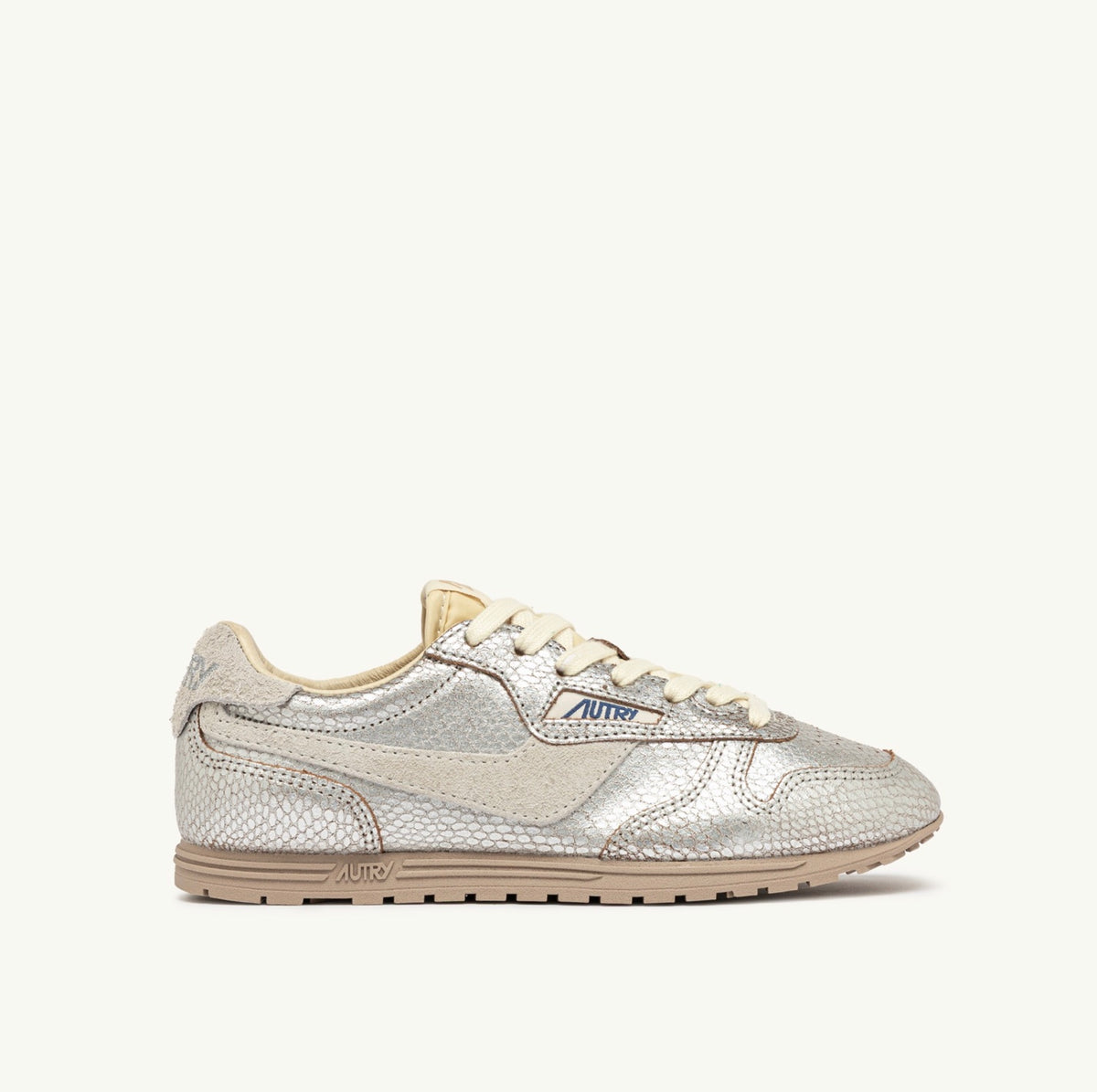 AUTRY WINDSPIN LOW WOM XA01 METALLIC SNAKE PRINT/SUEDE SILVER/WHITE