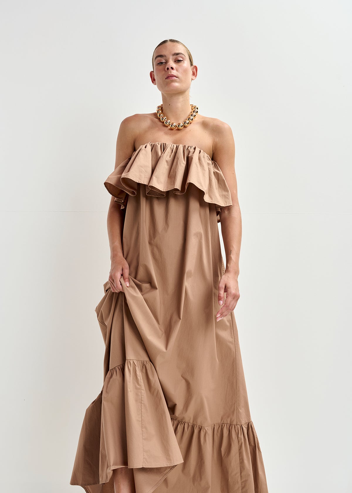 JOYCE BELTED RUFFLE DRESS