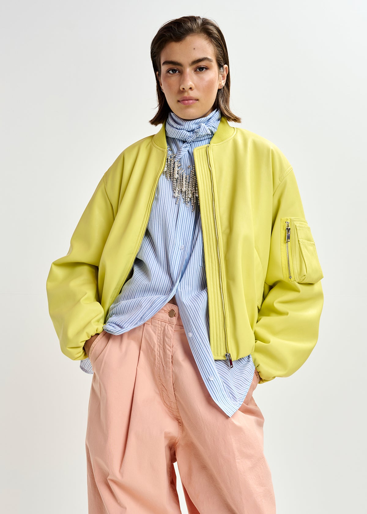 JUG FAUX LEATHER BOMBER