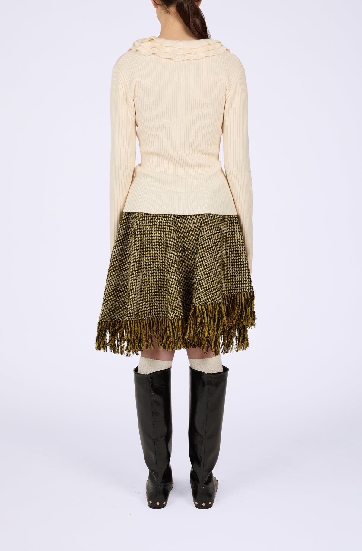 Ribbed Merino Frill Top
