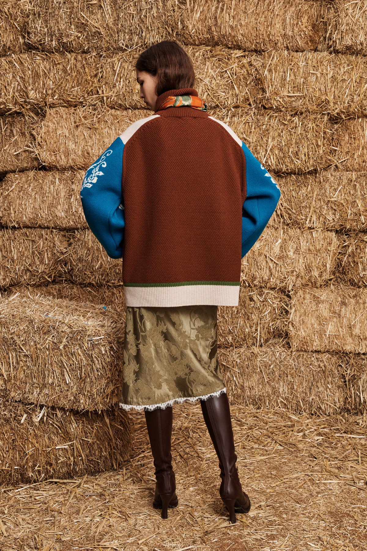 LASSO PATCHWORK KNIT SWEATER
