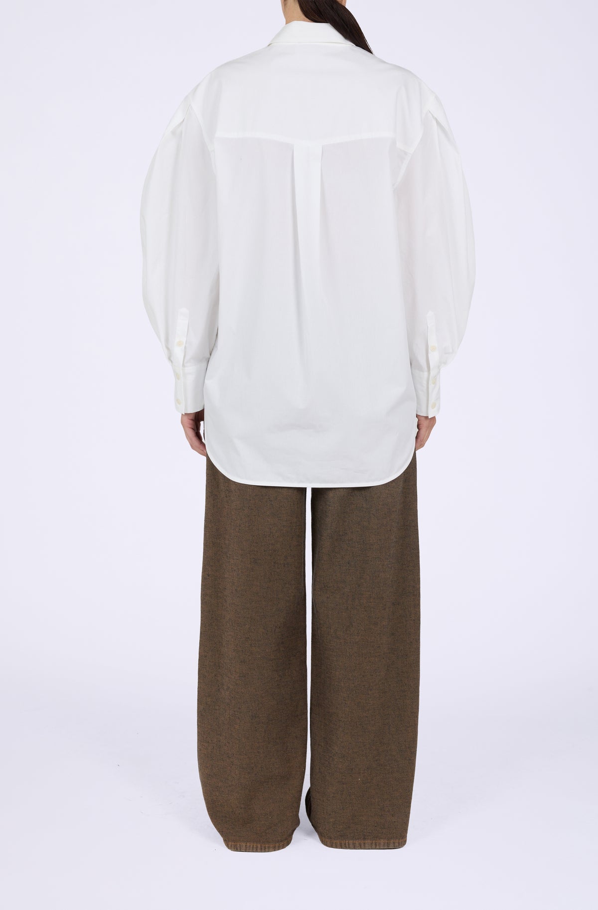 Compact Poplin Pleated Sleeve Shirt