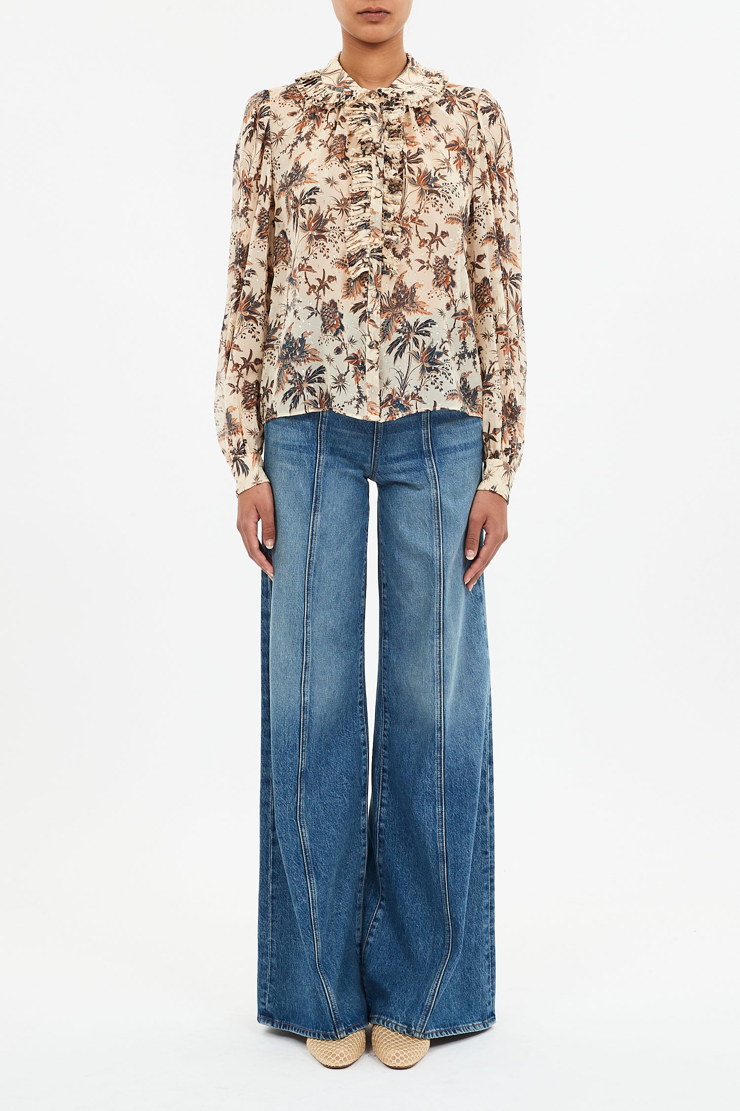 Nina Ruffle Placket Btn Front Blouse