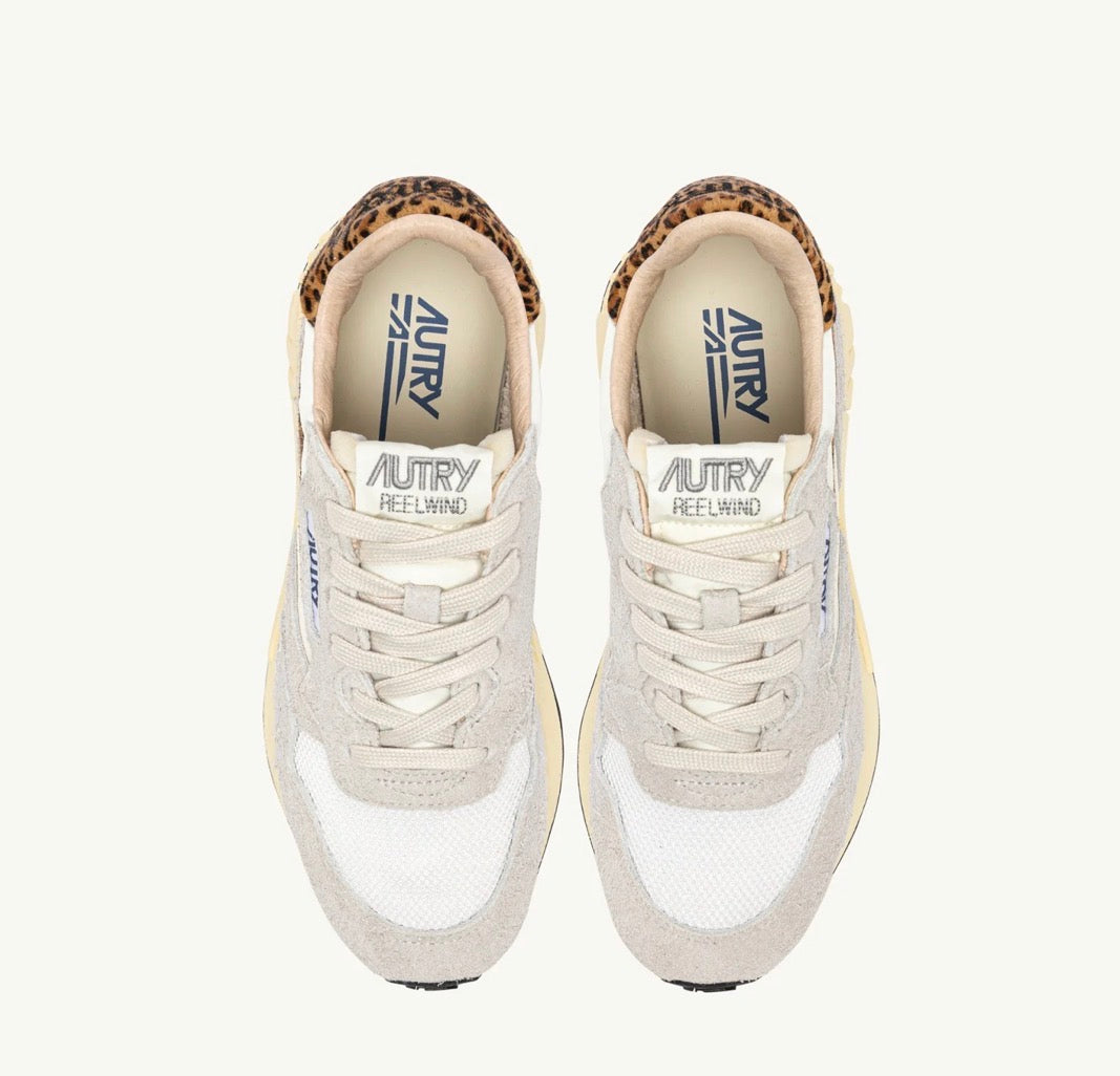 AUTRY REELWIND LOW SNEAKERS IN NYLON AND SUEDE COLOR WHITE AND LEOPARD