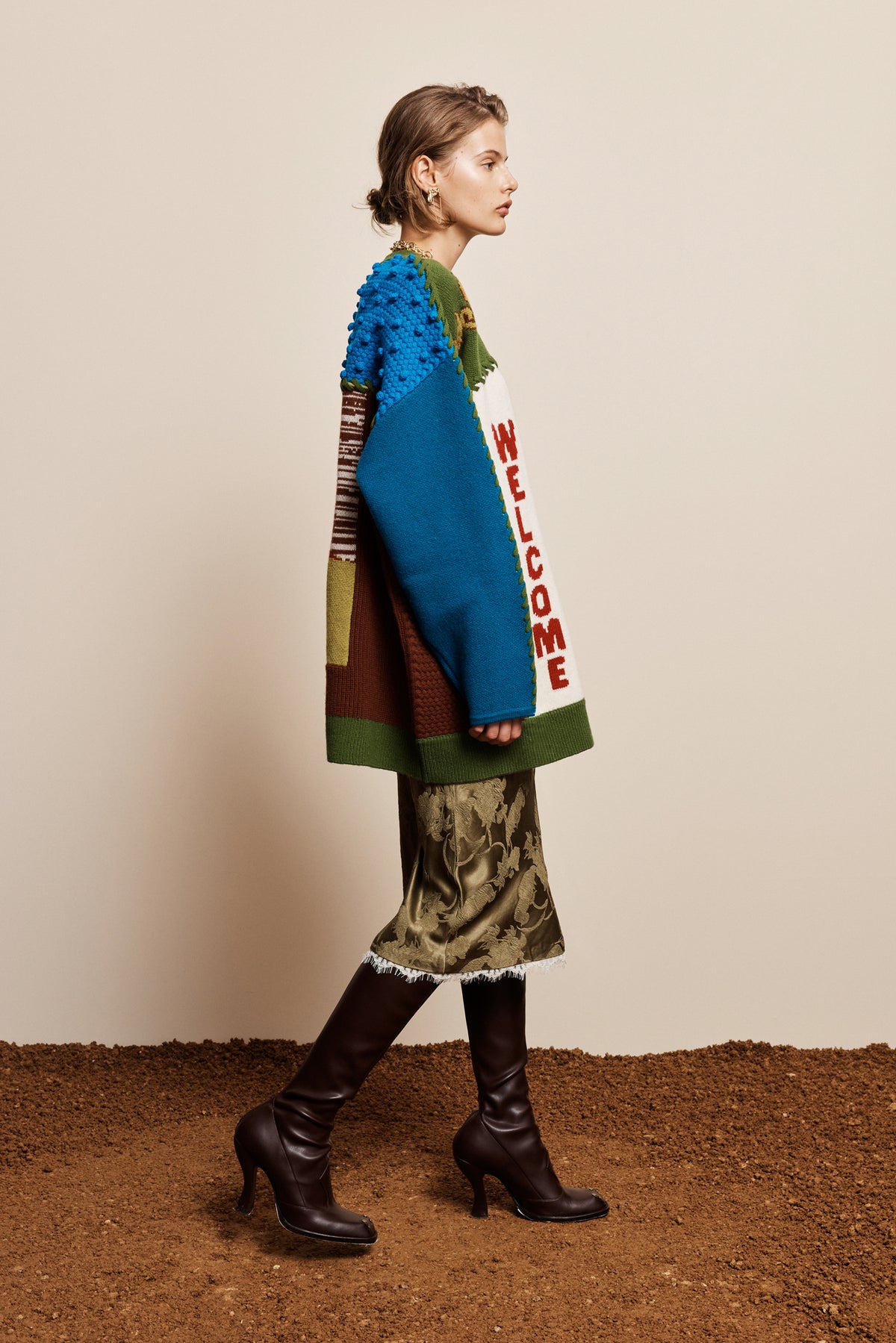 LASSO PATCHWORK KNIT CARDIGAN