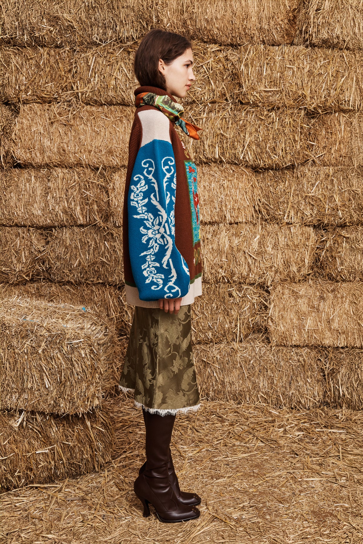 LASSO PATCHWORK KNIT SWEATER