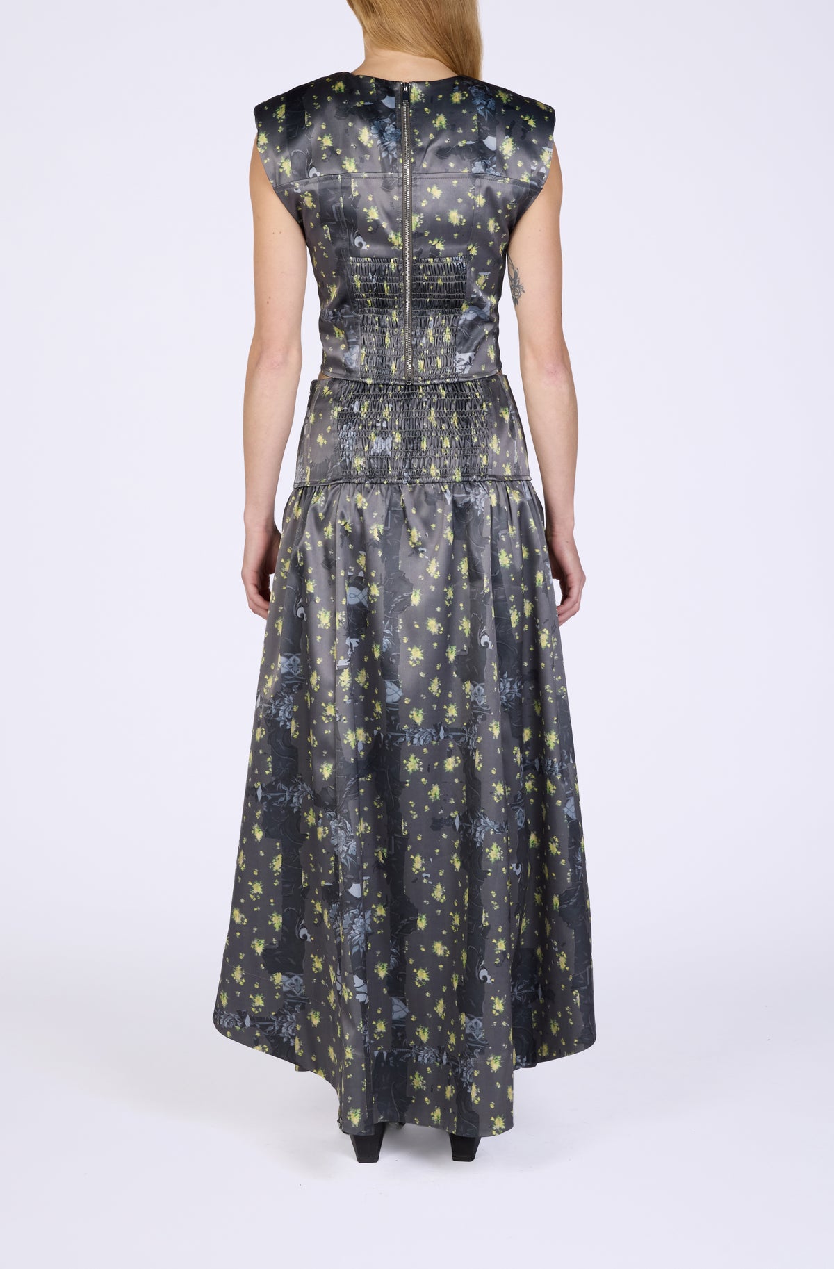 Printed Double Satin Corset Skirt