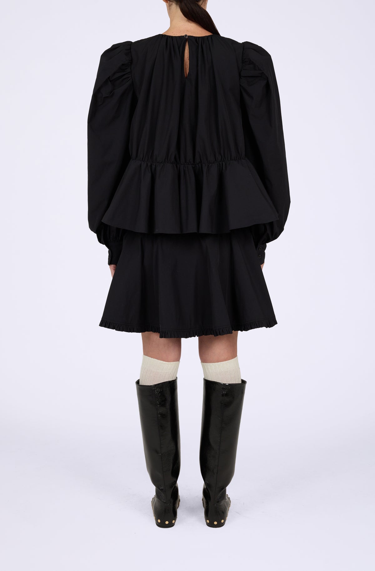 Compact Poplin Gathered Peplum Blouse