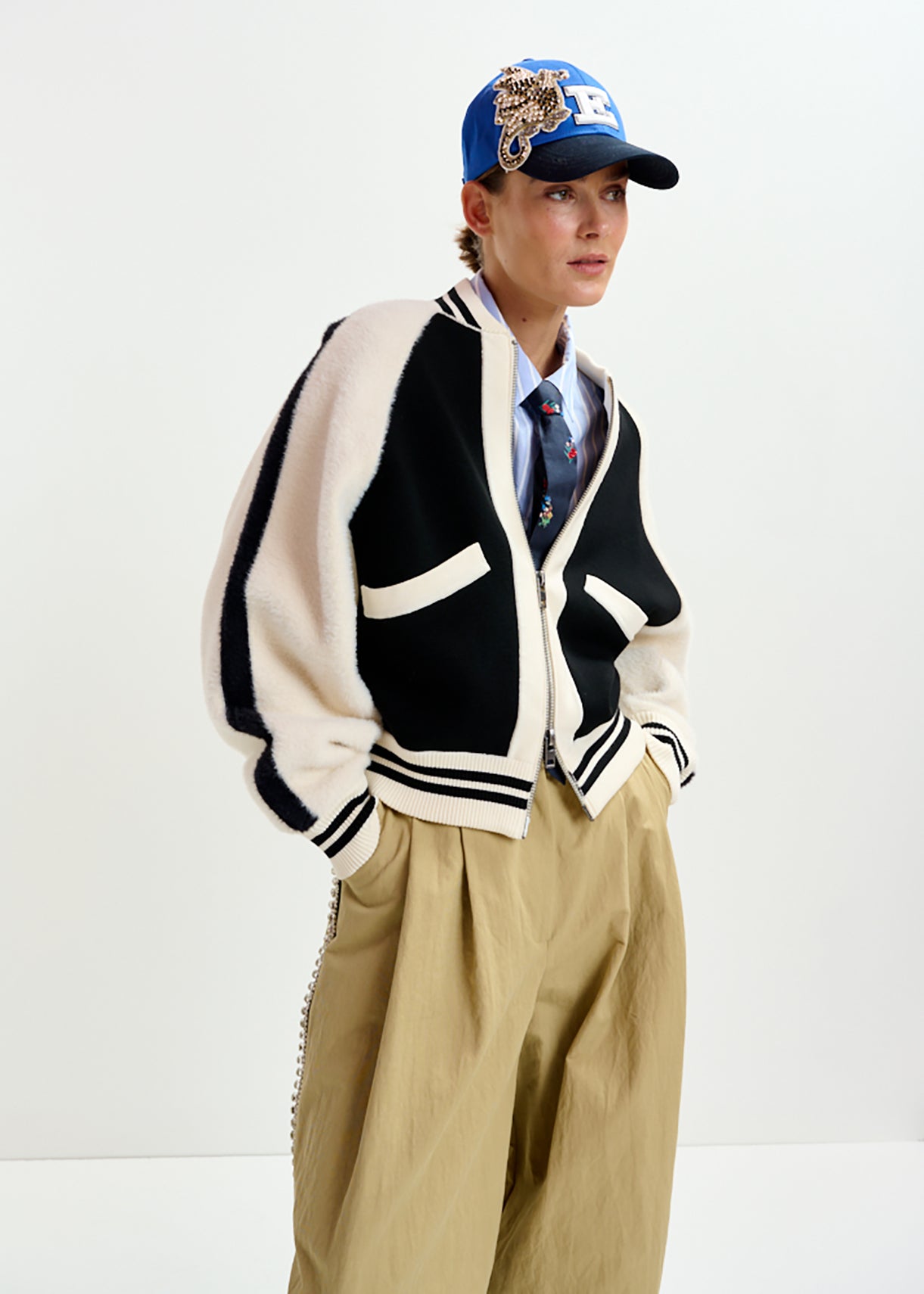 Idol knitted bicolour jacket