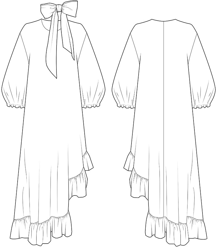 Iflower pussy bow tie dress
