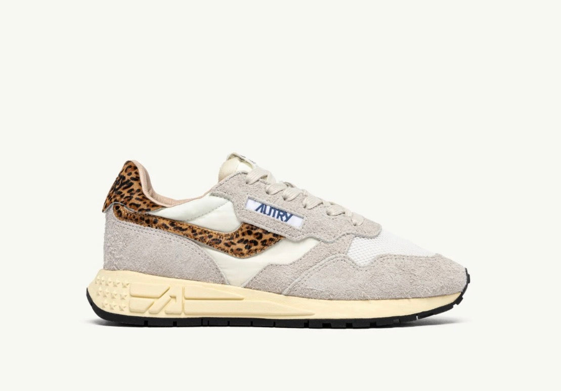 AUTRY REELWIND LOW SNEAKERS IN NYLON AND SUEDE COLOR WHITE AND LEOPARD