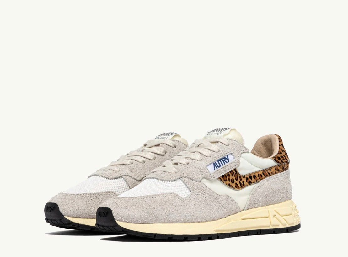 AUTRY REELWIND LOW SNEAKERS IN NYLON AND SUEDE COLOR WHITE AND LEOPARD