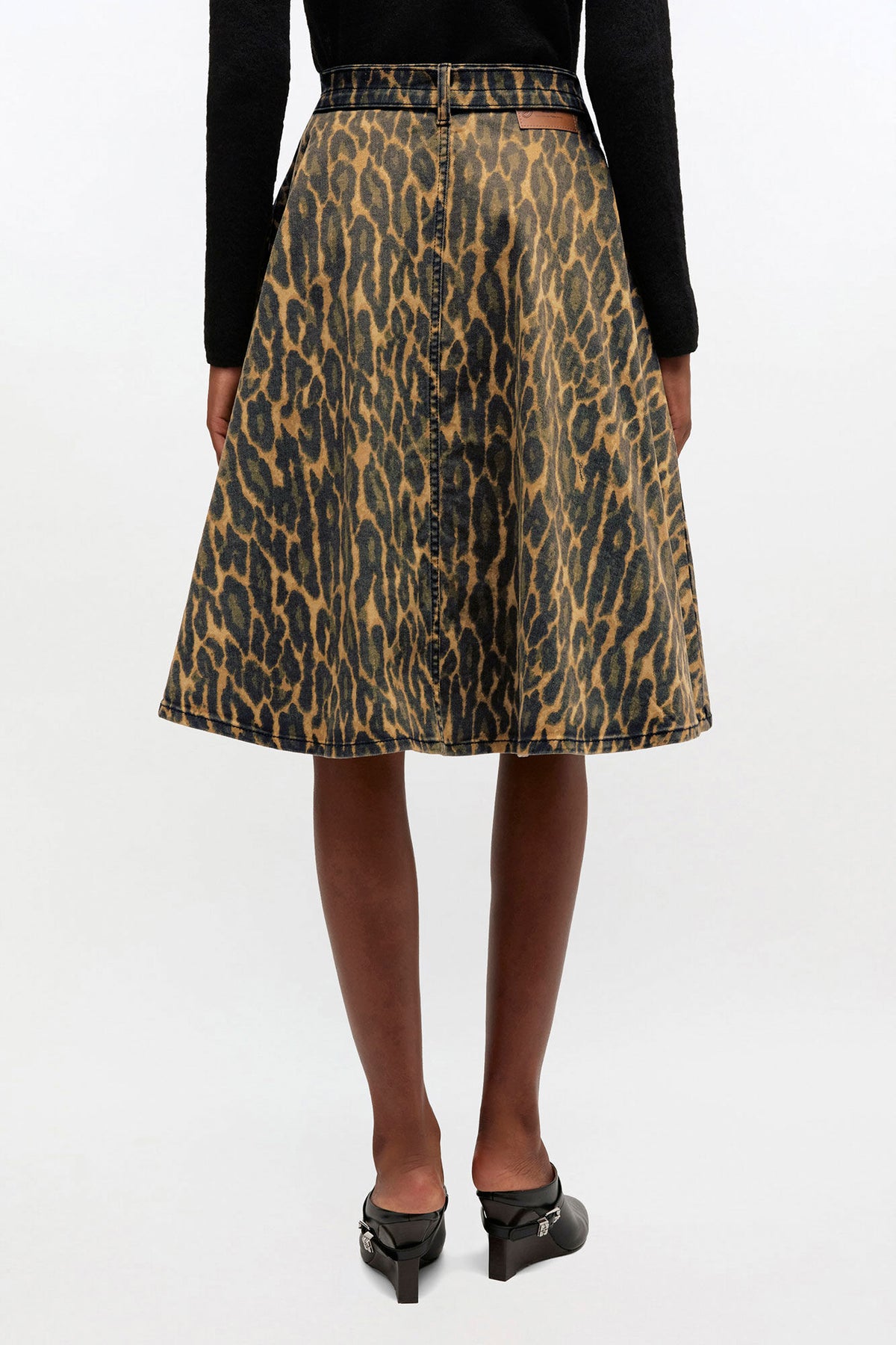Ganni Print Denim Wrap Midi Skirt