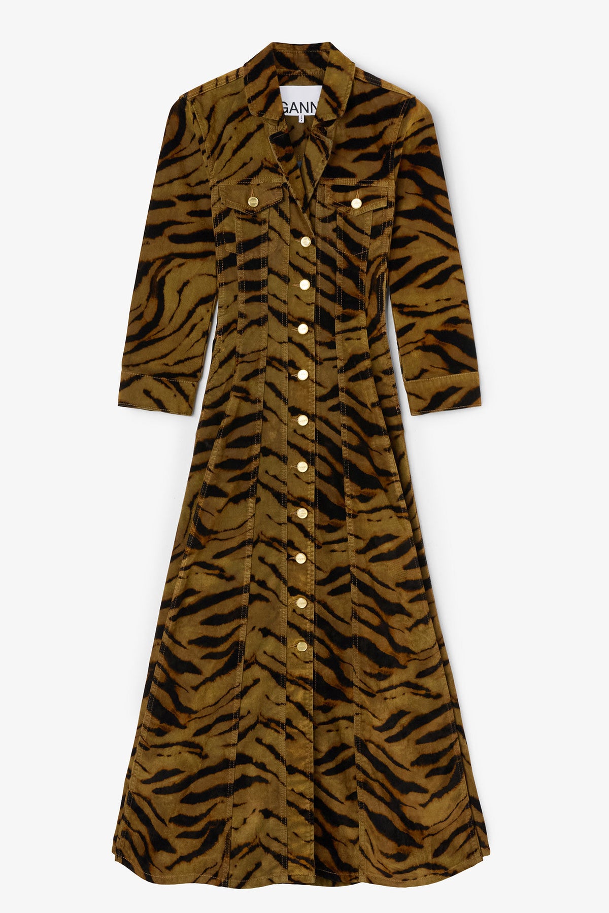 Ganni Tiger Print Dress Coat