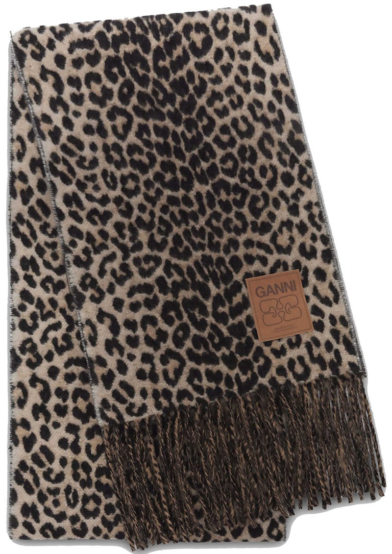 Ganni double faced wool knit scarf