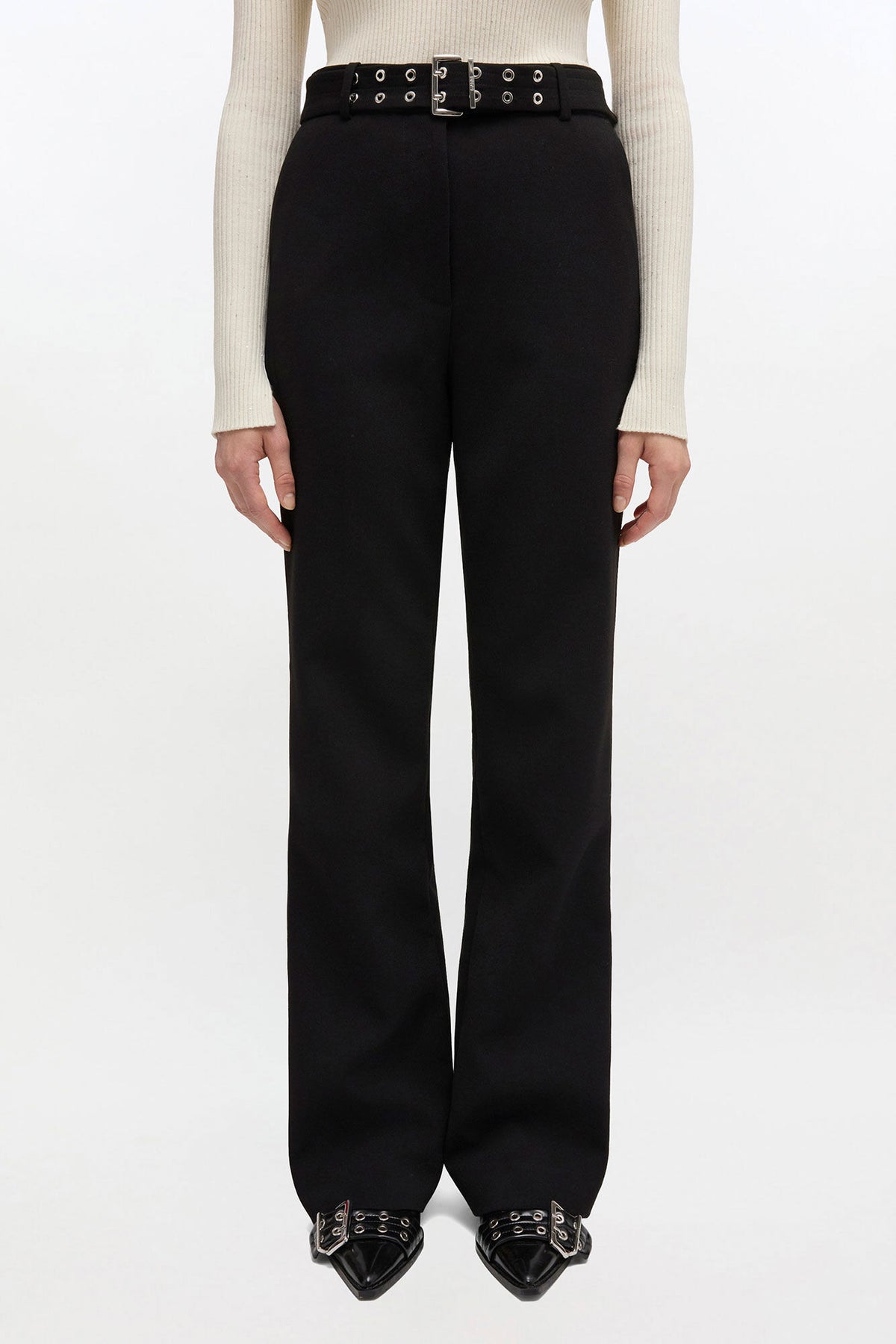 Ganni Bonded Crepe Belted Pants