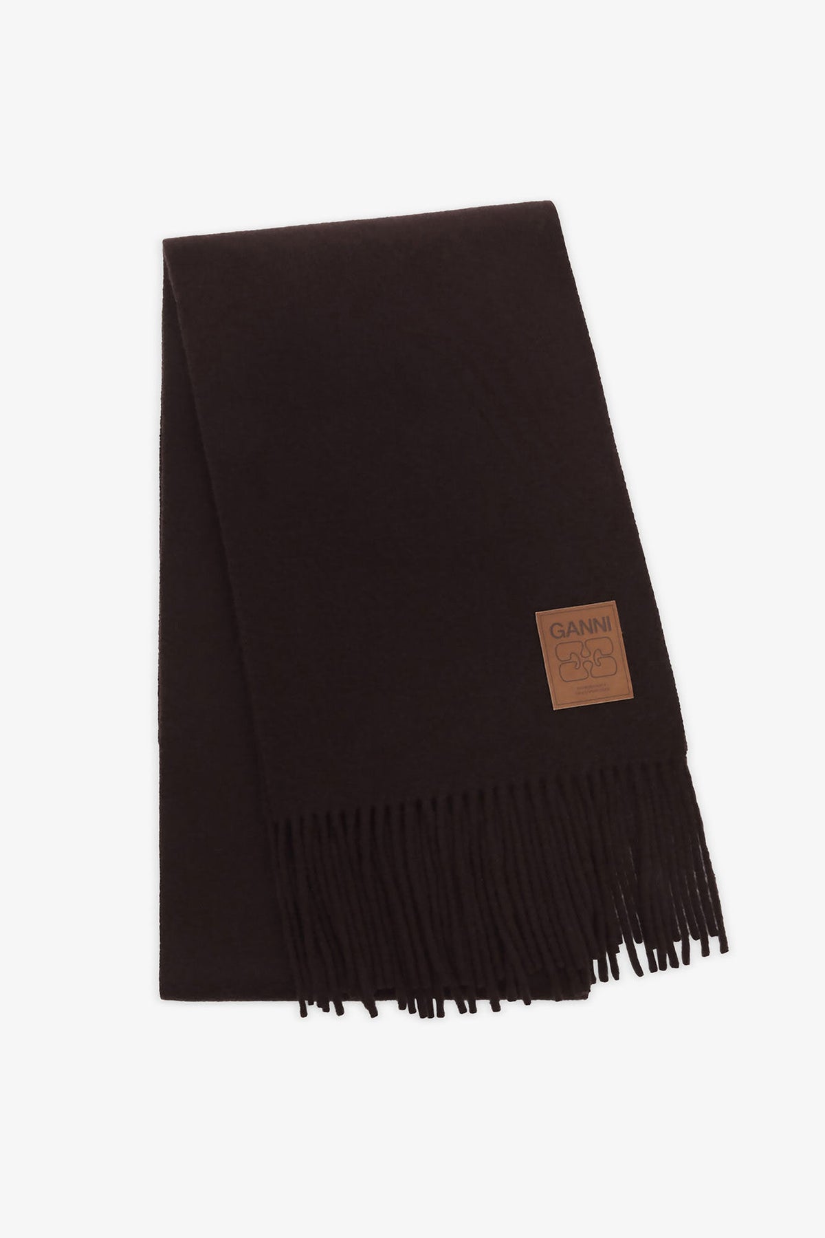 Ganni double faced wool knit scarf