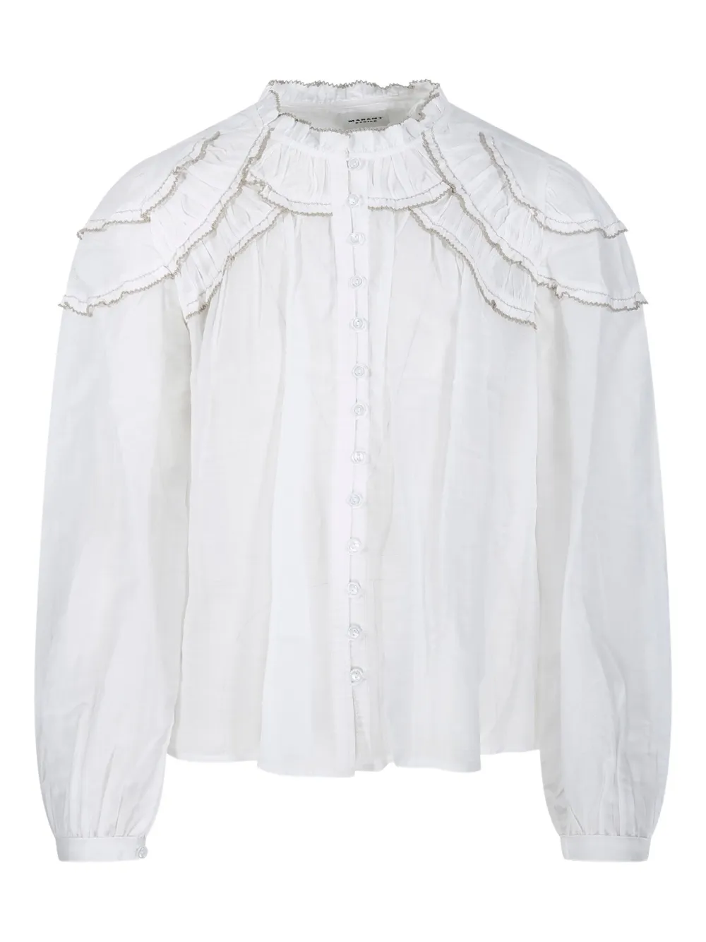 ISABEL MARANT ETOILE CHRISTA HIGH NECK RUFFLED BLOUSE