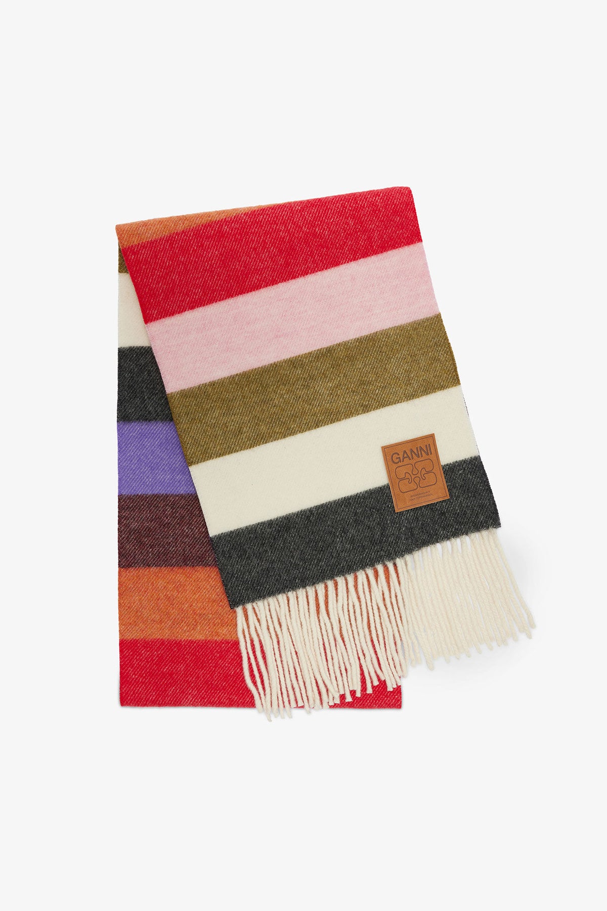 Ganni double faced wool knit scarf