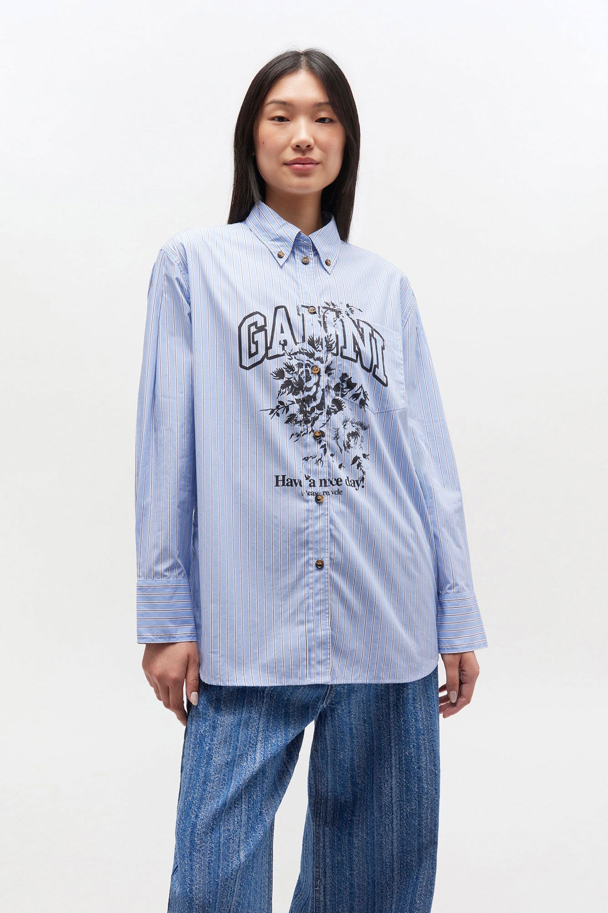 Stripe Cotton Oversized Shirt