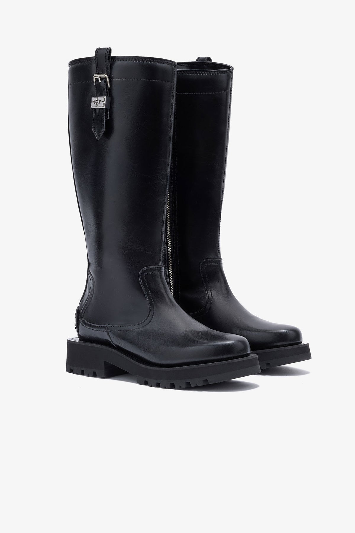 Studs High Boot Crinkle Oleatex