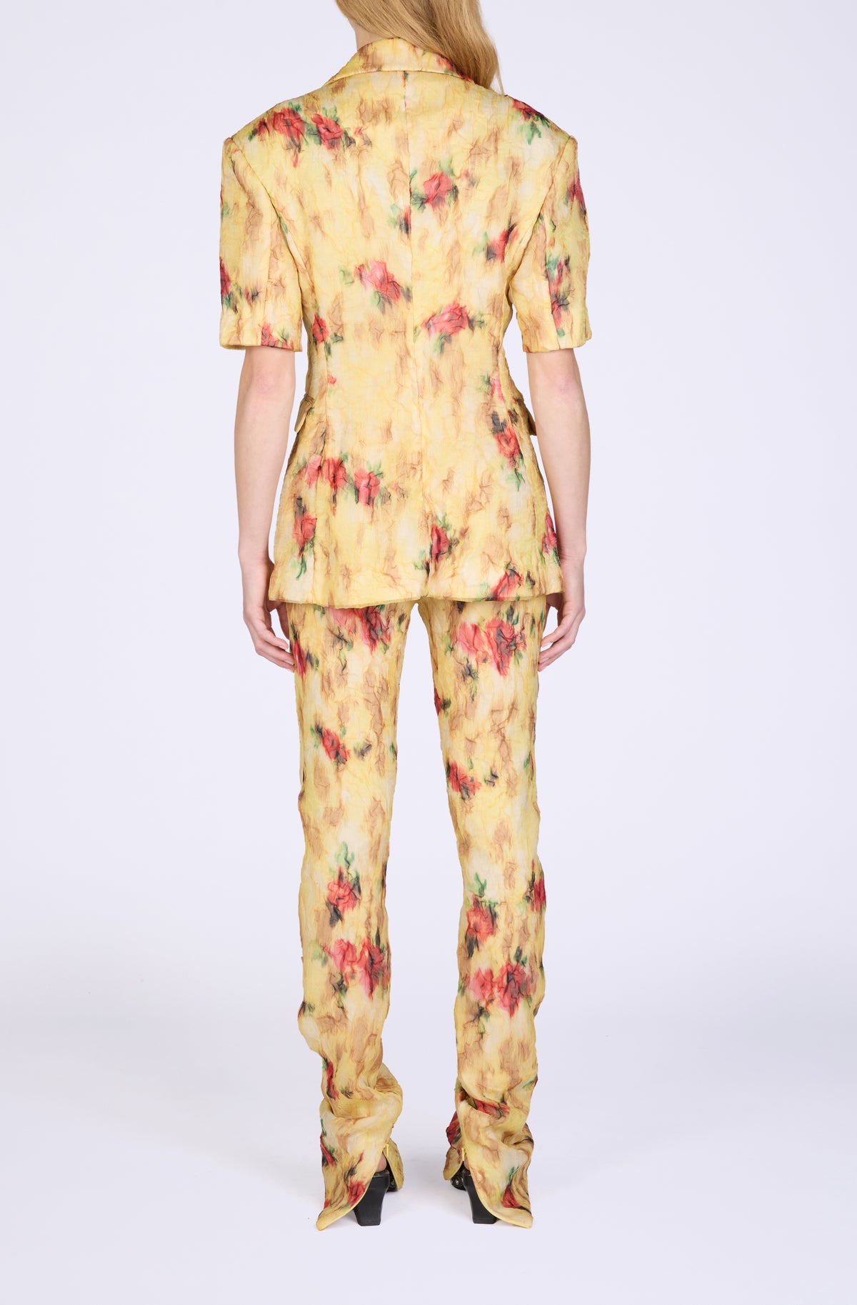 Shibori Organza Short Sleeve Blazer