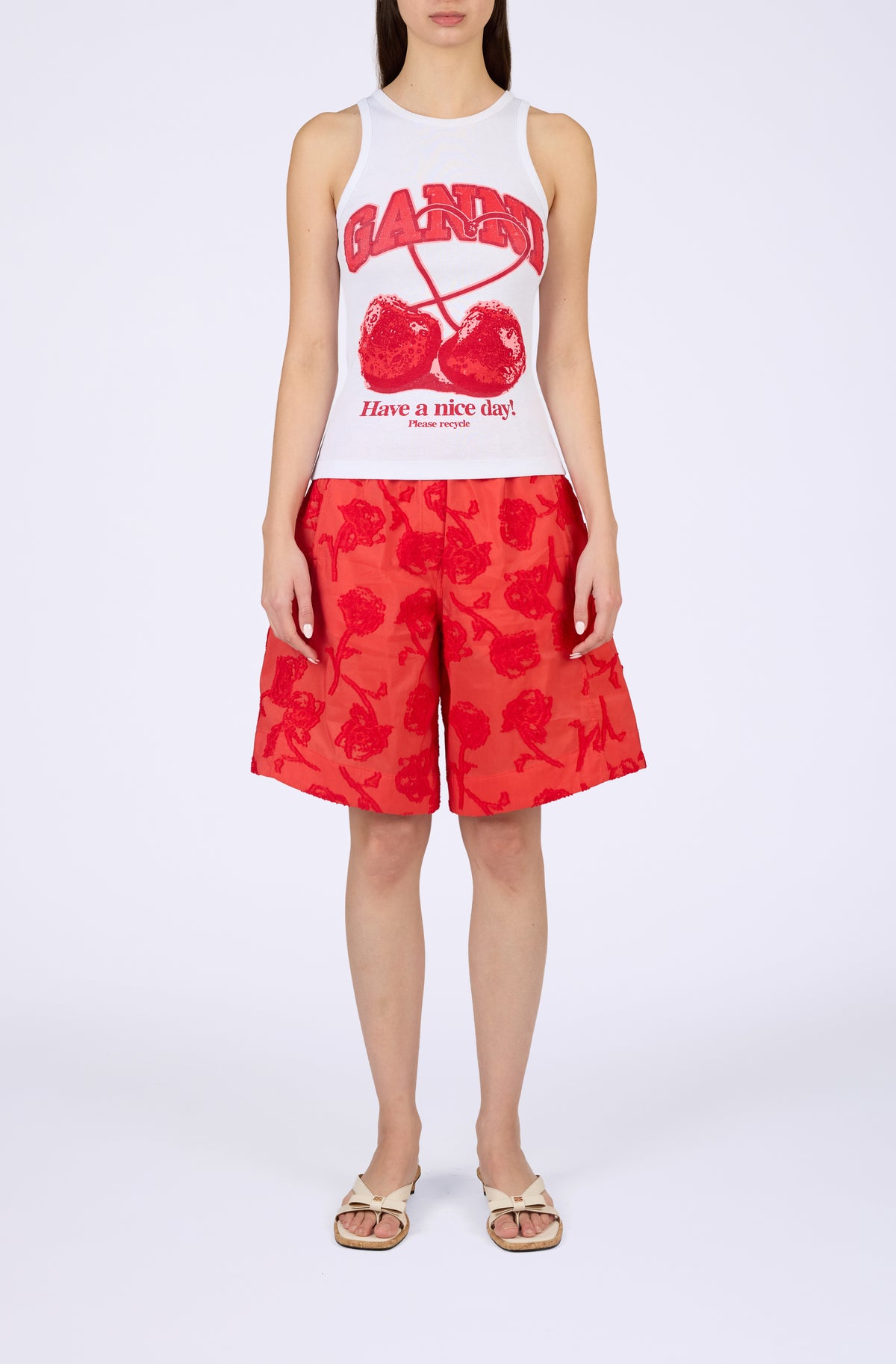 Compact rib jersey tank cherry
