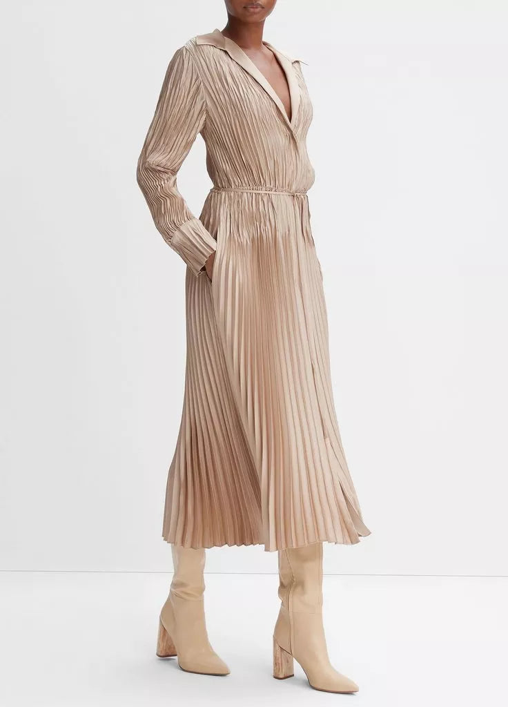 Vince Pintuck-Pleated Shirt Dress