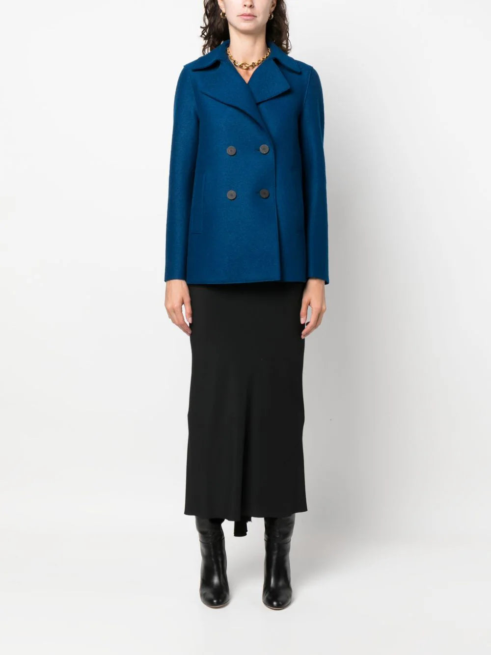 Harris Wharf London Pressed Wool Peacoat