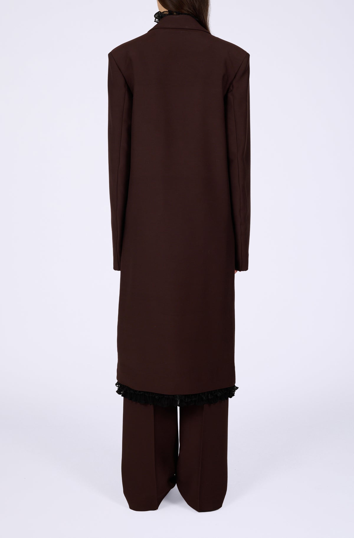 Double Wool Viscose Suiting Long Blazer
