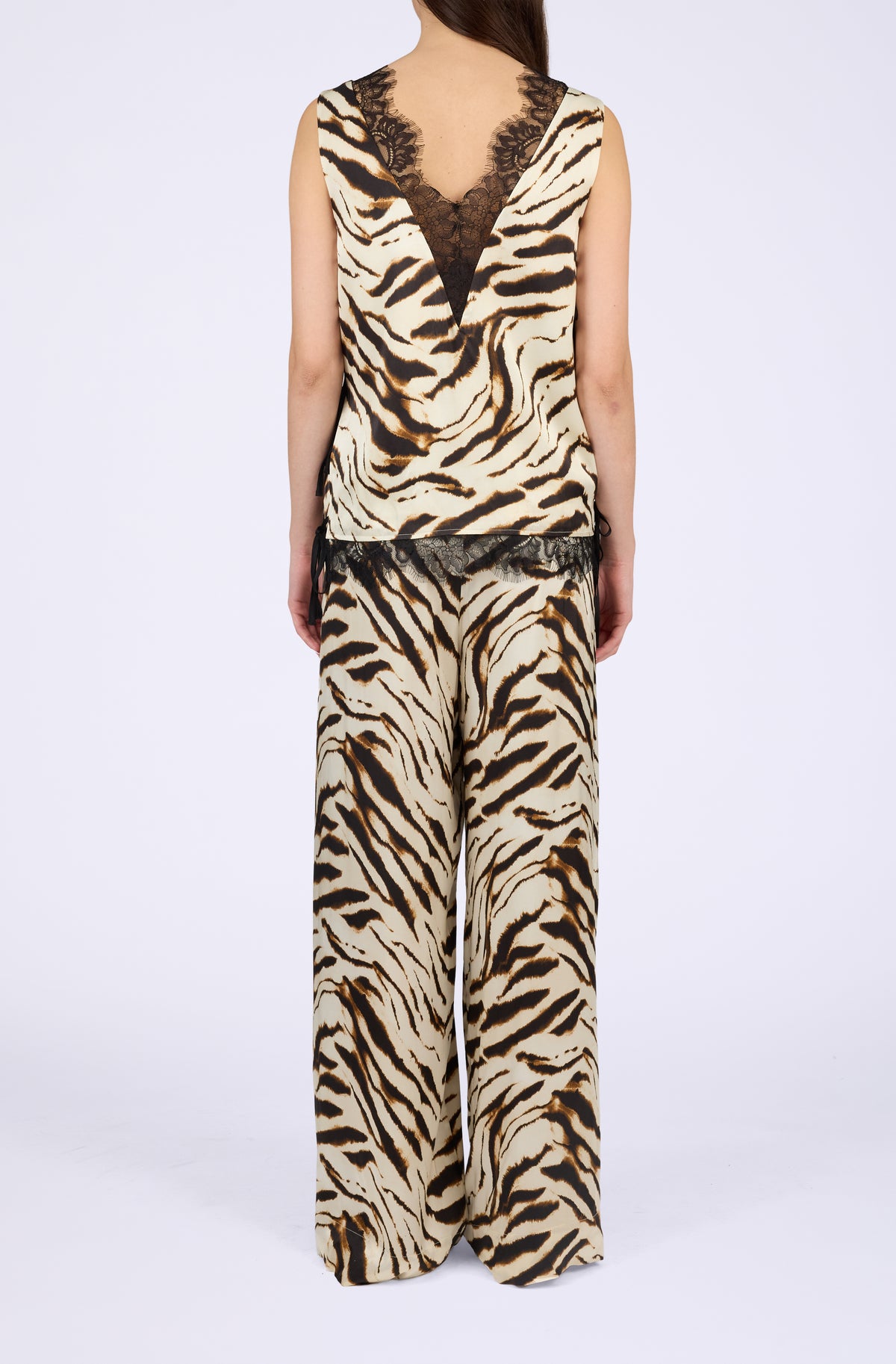 Printed Stretch Satin Elasticated Pants