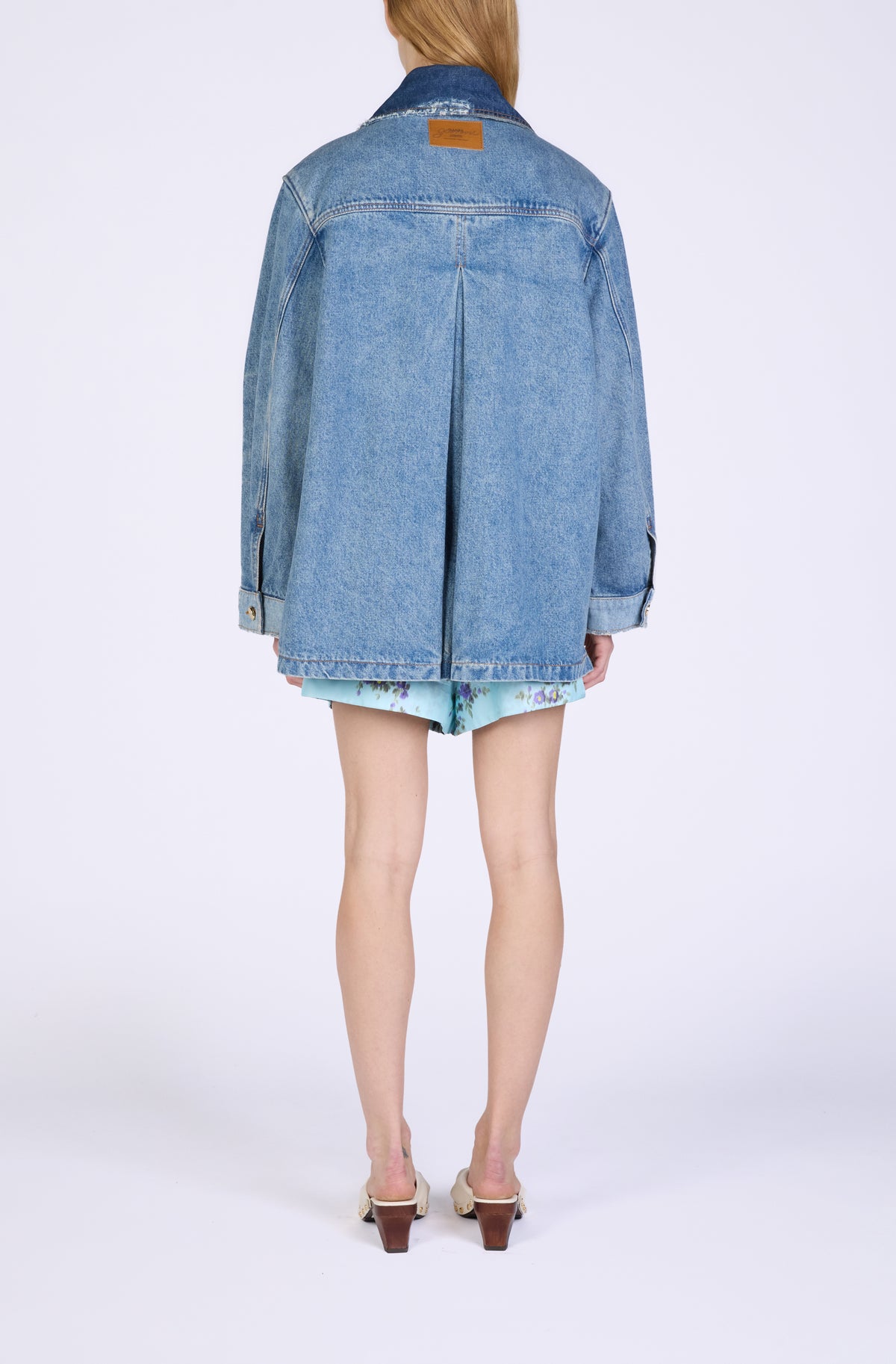 Patchwork Denim Midi Jacket